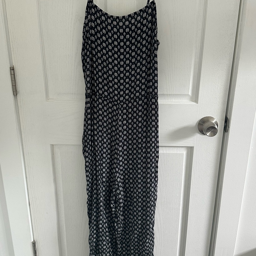 Hinge Blue Sleeveless Sheath Maxi Dress Scoop Neck